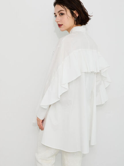 【Atelier Sucre】エンブロイダリーバックフリルシャツ《2025spring catalog item》（オフホワイト）｜Te chichi（テチチ）通販