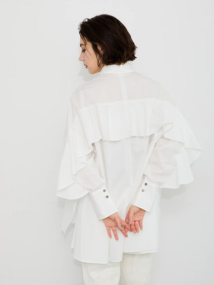 【Atelier Sucre】エンブロイダリーバックフリルシャツ《2025spring catalog item》（オフホワイト）｜Te chichi（テチチ）通販