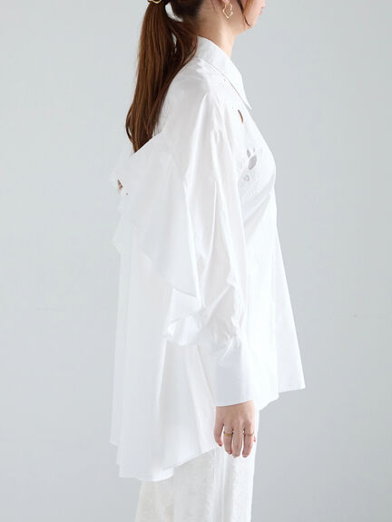 【Atelier Sucre】エンブロイダリーバックフリルシャツ《2025spring catalog item》（オフホワイト）｜Te chichi（テチチ）通販