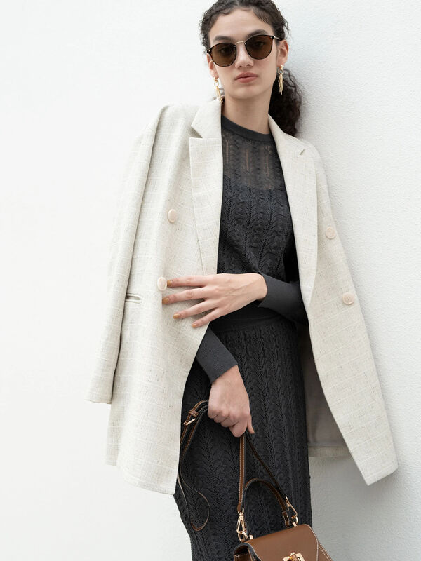 ファブリックアソートオーバージャケット《2025spring catalog item》（ブラック/ベージュ/ネイビー）｜Te chichi（テチチ）通販