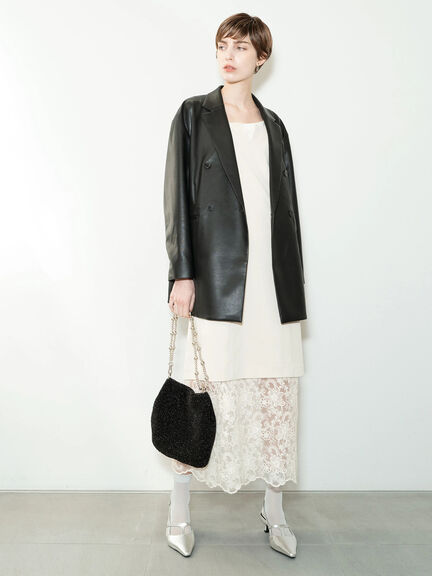 ファブリックアソートオーバージャケット《2025spring catalog item》（ブラック/ベージュ/ネイビー）｜Te chichi（テチチ）通販