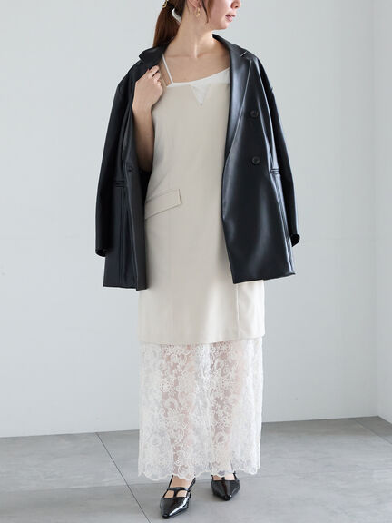 ファブリックアソートオーバージャケット《2025spring catalog item》（ブラック/ベージュ/ネイビー）｜Te chichi（テチチ）通販