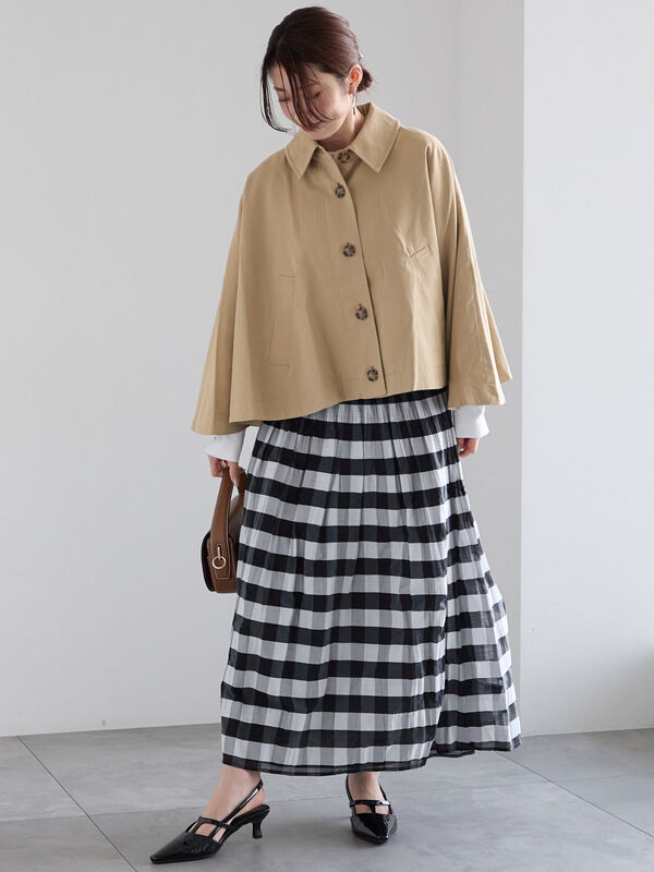 セール】 クロップドポンチョジャケット（グレー/ベージュ/アウター