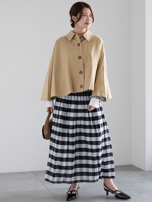 セール】 クロップドポンチョジャケット（グレー/ベージュ/アウター