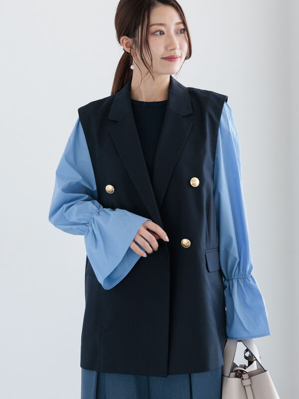 ファブリックアソートテーラードジレ《2025spring catalog item》（ネイビー）｜Te chichi（テチチ）通販