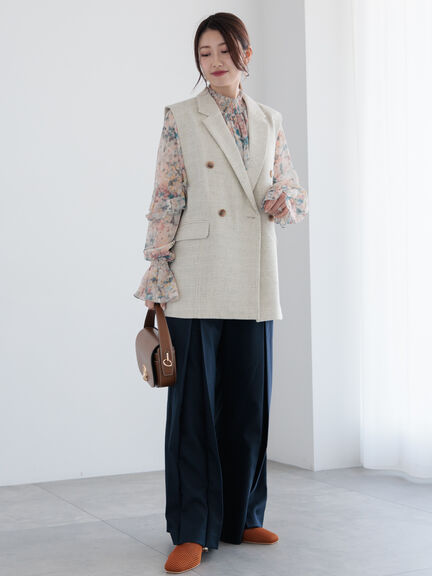 ファブリックアソートテーラードジレ《2025spring catalog item》（ブラック/ベージュ/ネイビー）｜Te chichi（テチチ）通販