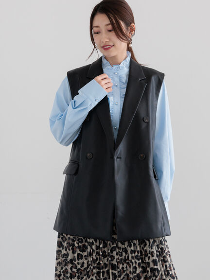 ファブリックアソートテーラードジレ《2025spring catalog item》（ブラック/ベージュ/ネイビー）｜Te chichi（テチチ）通販