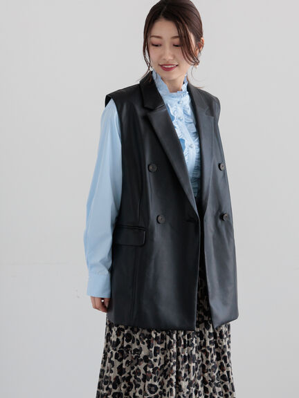 ファブリックアソートテーラードジレ《2025spring catalog item》（ブラック/ベージュ/ネイビー）｜Te chichi（テチチ）通販