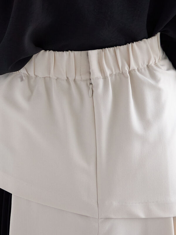 ミコタヒチ アシメトリースカート mico tahiti セール】 アシンメトリープリーツコンビスカート（オフホワイト