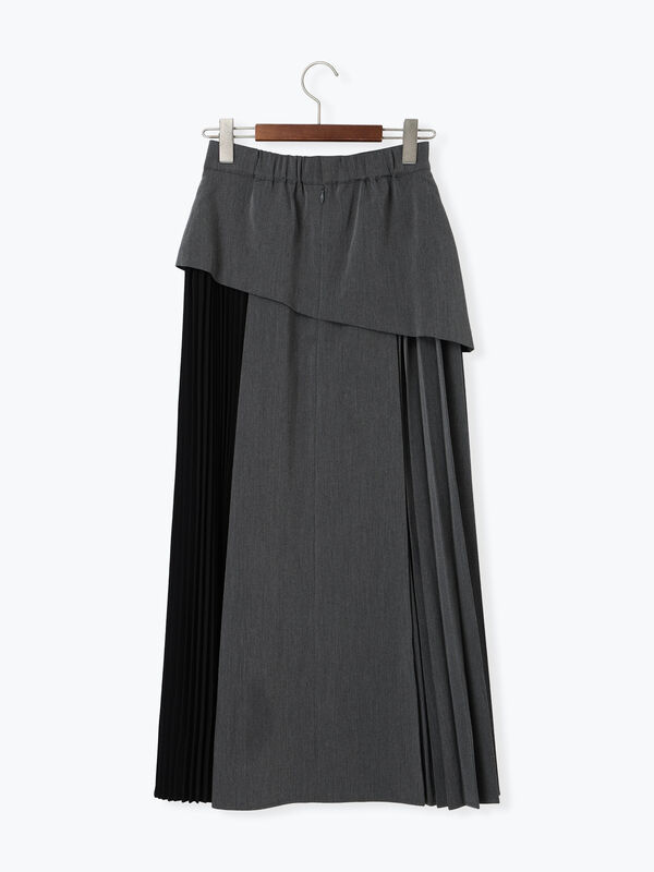 セール】 アシンメトリープリーツコンビスカート（オフホワイト