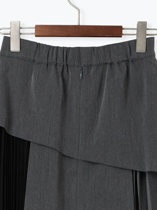 セール】 アシンメトリープリーツコンビスカート（オフホワイト