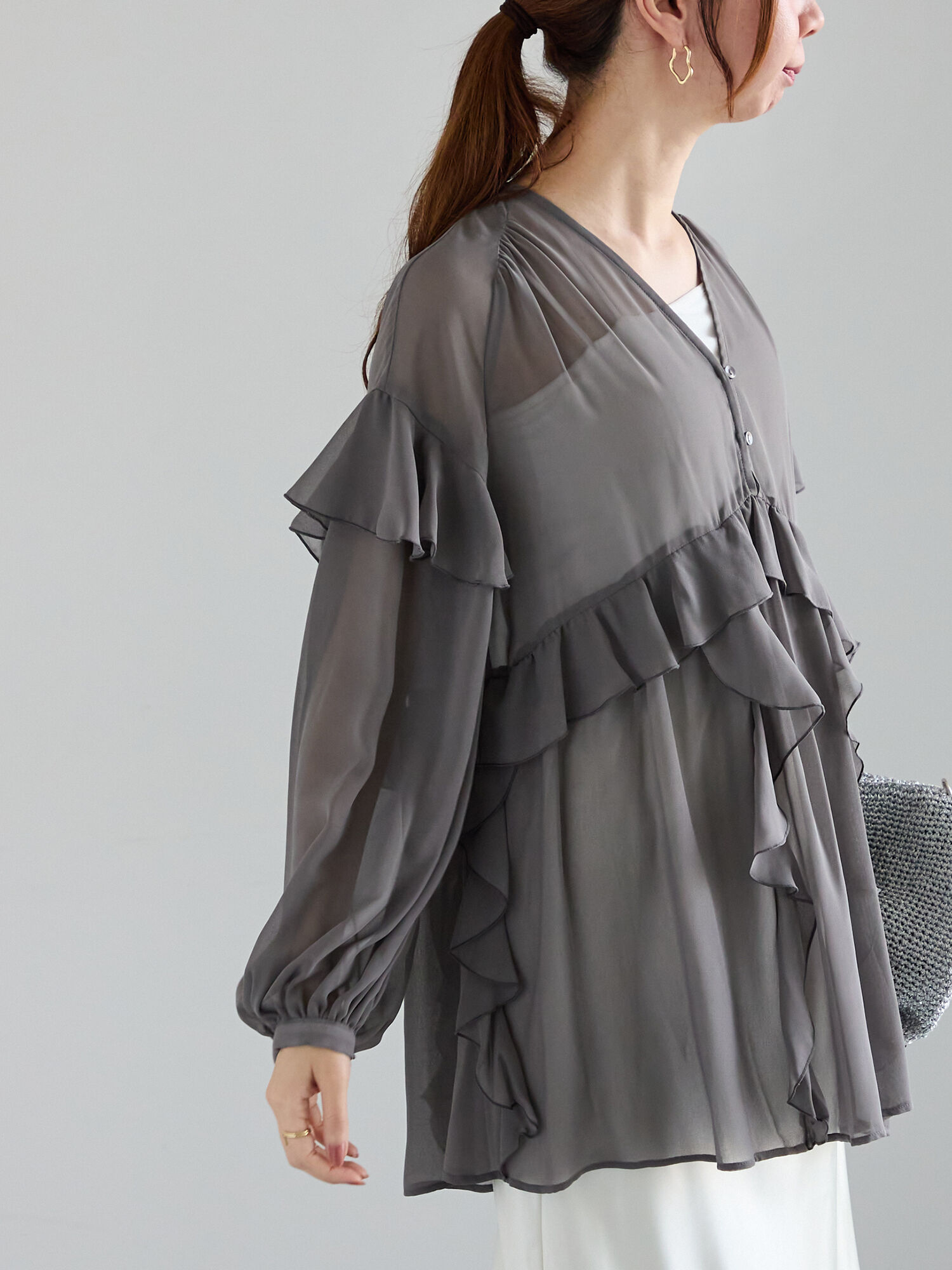 セール】 ラッフルフリルシアーチュニック《2025spring catalog