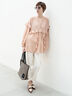 ラッフルフリルシアーチュニック《2025spring catalog item》（チャコールグレー/ピンク）｜Te chichi（テチチ）通販