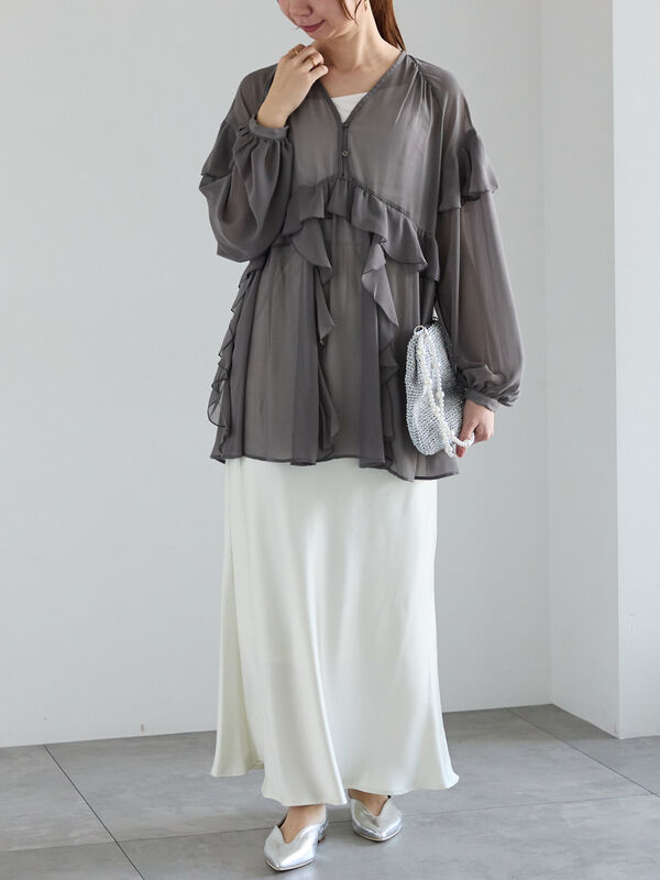 セール】 ラッフルフリルシアーチュニック《2025spring catalog