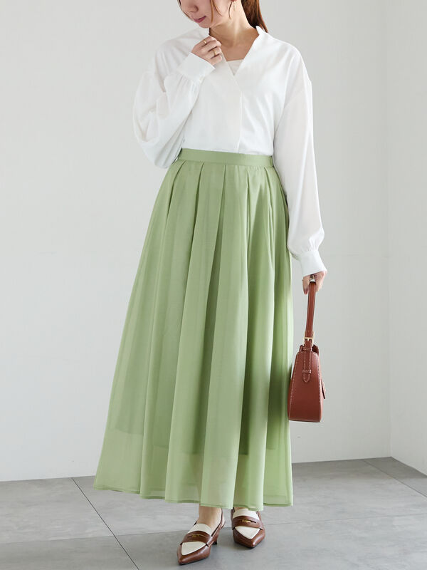 セール】 スキッパードレープシャツ（オフホワイト/ブルー