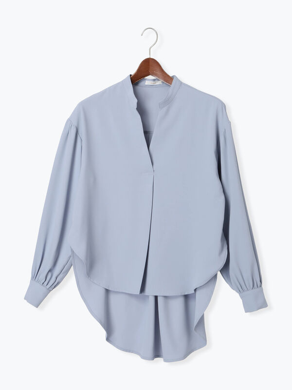 セール】 スキッパードレープシャツ（オフホワイト/ブルー/ネイビー