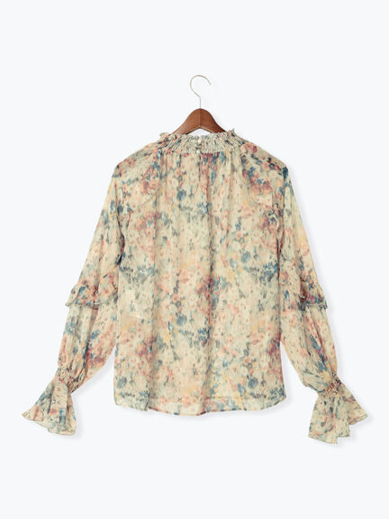 フラワープリントシアーフリルブラウス《2025spring catalog item》（ピンク/ブルー）｜Te chichi（テチチ）通販