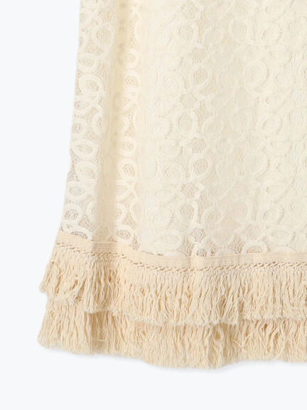 【Atelier Sucre】バテンレースフリンジタイトスカート《2025spring catalog item》（オフホワイト）｜Te chichi（テチチ）通販