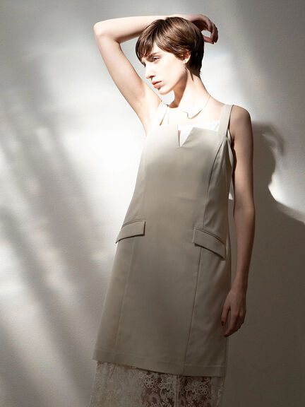 Connse　サイドボタン２wayワンピース　ホワイト Sサイズ サイドボタン2wayワンピース – CONNSE