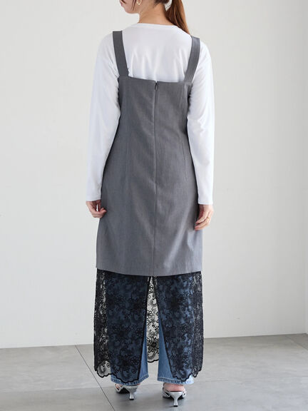 レースレイヤードジャンスカ《2025spring catalog item》（オフホワイト/チャコールグレー）｜Te chichi（テチチ）通販