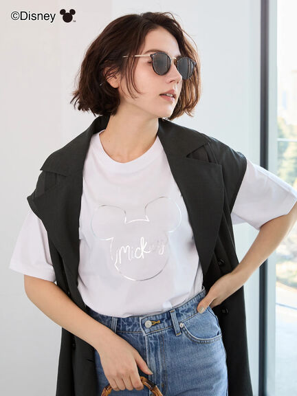 【Disney】ミッキー/フェイスTシャツ（シルバー/ブラック/ブラウン）｜Te chichi（テチチ）通販