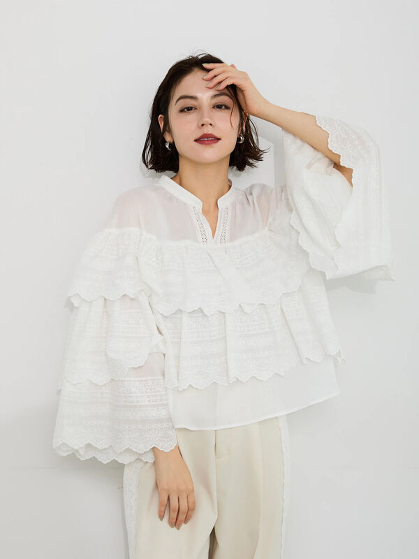 セール】 【Atelier Sucre】エンブロイダリーティアードフリル