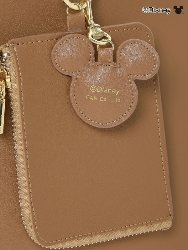 セール】 【Disney】ミッキーチャーム付きフェイクレザートート