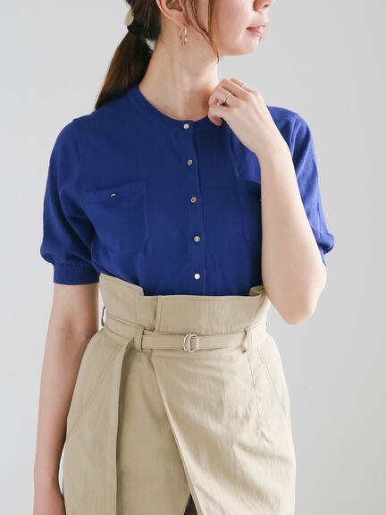 ポケットミニカーディガン《2025summer catalog item》（オフホワイト/ブラック/ブルー）｜Te chichi（テチチ）通販