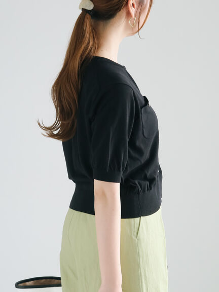 ポケットミニカーディガン《2025summer catalog item》（オフホワイト/ブラック/ブルー）｜Te chichi（テチチ）通販