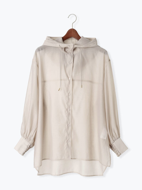 セール】 シアーフードシャツ（グレー/ネイビー/トップス/シャツ