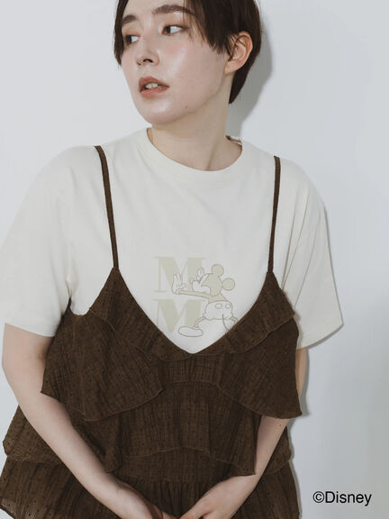 【Disney】ミッキー/ワンカラー刺繍Tシャツ（オフホワイト/チャコールグレー/ベージュ）｜Te chichi（テチチ）通販