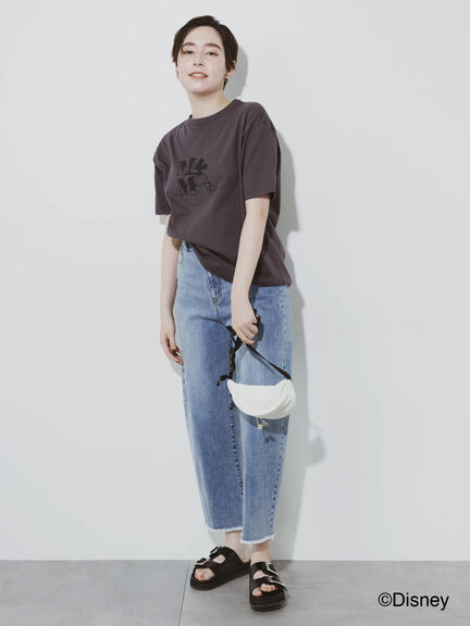 【Disney】ミッキー/ワンカラー刺繍Tシャツ（オフホワイト/チャコールグレー/ベージュ）｜Te chichi（テチチ）通販