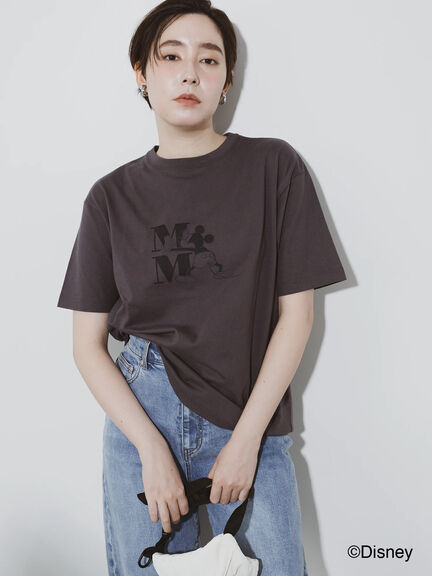 【Disney】ミッキー/ワンカラー刺繍Tシャツ（オフホワイト/チャコールグレー/ベージュ）｜Te chichi（テチチ）通販