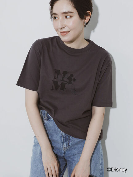 【Disney】ミッキー/ワンカラー刺繍Tシャツ（オフホワイト/チャコールグレー/ベージュ）｜Te chichi（テチチ）通販