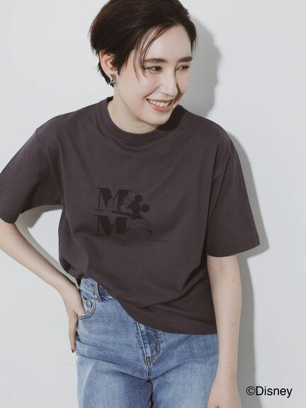 【Disney】ミッキー/ワンカラー刺繍Tシャツ（オフホワイト/チャコールグレー/ベージュ）｜Te chichi（テチチ）通販