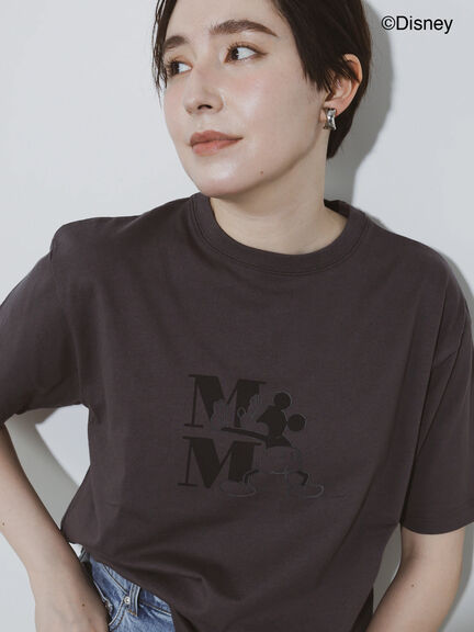 【Disney】ミッキー/ワンカラー刺繍Tシャツ（オフホワイト/チャコールグレー/ベージュ）｜Te chichi（テチチ）通販