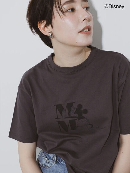 【Disney】ミッキー/ワンカラー刺繍Tシャツ（オフホワイト/チャコールグレー/ベージュ）｜Te chichi（テチチ）通販