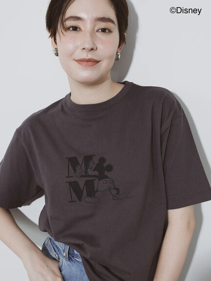 【Disney】ミッキー/ワンカラー刺繍Tシャツ（オフホワイト/チャコールグレー/ベージュ）｜Te chichi（テチチ）通販