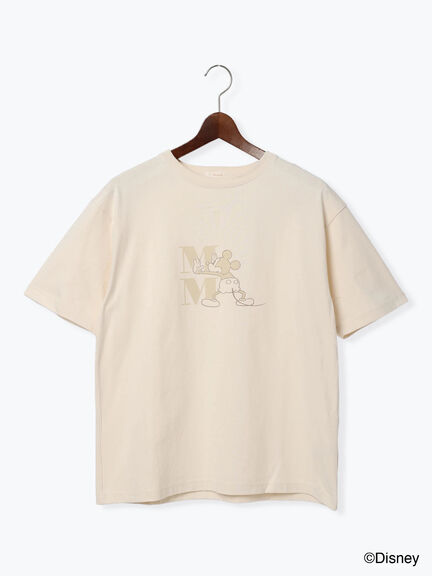 【Disney】ミッキー/ワンカラー刺繍Tシャツ（オフホワイト/チャコールグレー/ベージュ）｜Te chichi（テチチ）通販