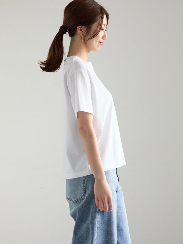 クルーネック コンパクトTシャツ セール】 クルーネックTシャツ(compact)（オフホワイト/トップス