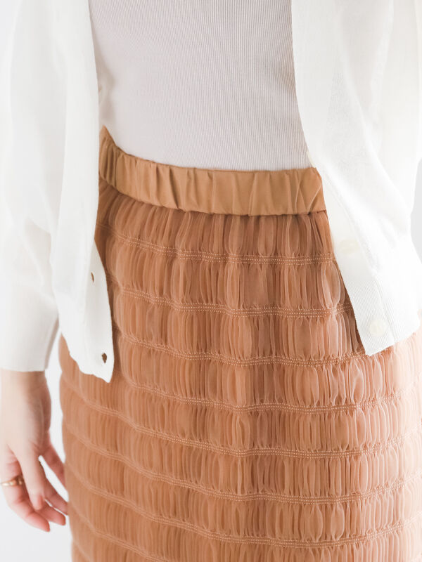 【美品】 シトラスノーツ シャーリングタイトスカート くすみピンク きれいめ M 美品】 シトラスノーツ シャーリングタイトスカート くすみ