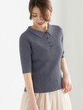 スキッパーポロリブニット《2025summer catalog item》（チャコールグレー）｜Te chichi（テチチ）通販