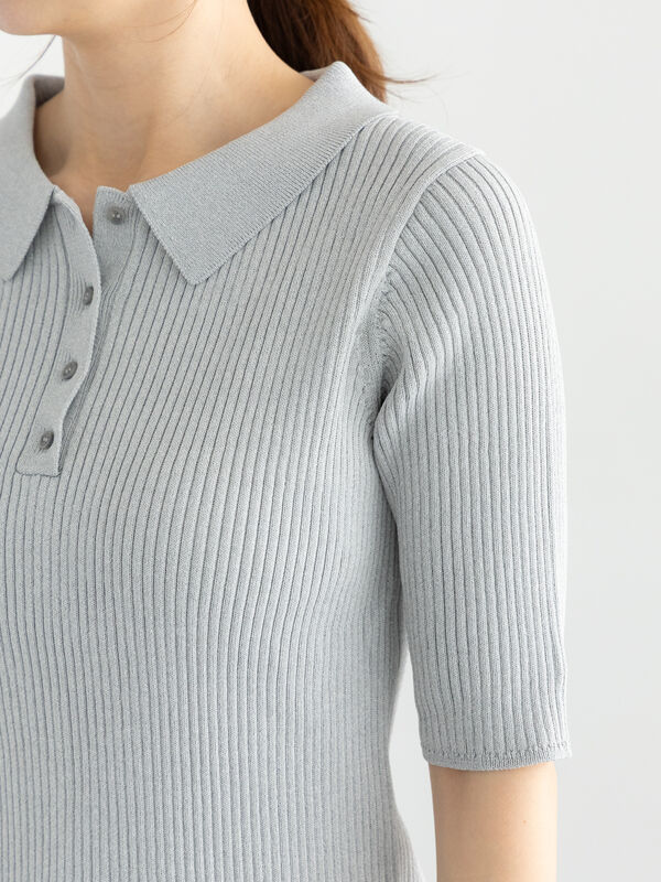 【セール 登場から人気沸騰】 スキッパーポロリブニット《2025summer item》（グレー catalog トップス