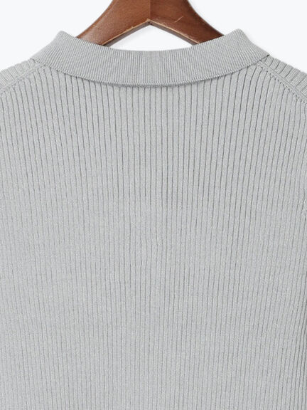 スキッパーポロリブニット《2025summer catalog item》（グレー/チャコールグレー/カーキ）｜Te chichi（テチチ）通販