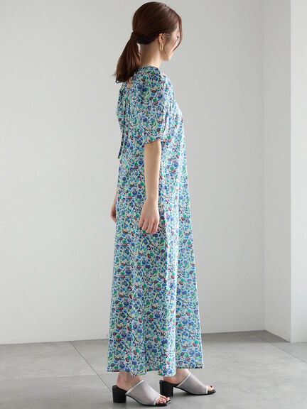 【LIBERTY】フレアーワンピース《2025summer catalog item》（ベージュ/グリーン）｜Te chichi（テチチ）通販