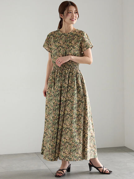 【LIBERTY】シャーリングワンピース《2025summer catalog item》（ブラック/ブルー）｜Te chichi（テチチ）通販