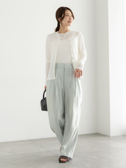 ウールブレンドエアー天竺メロートップス（アンサンブル可）《2025summer catalog item》（オフホワイト/ブラック/Ｓグレー）｜Te chichi（テチチ）通販