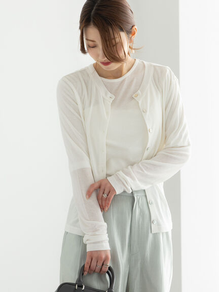 ウールブレンドエアー天竺メロートップス（アンサンブル可）《2025summer catalog item》（オフホワイト/ブラック/Ｓグレー）｜Te chichi（テチチ）通販