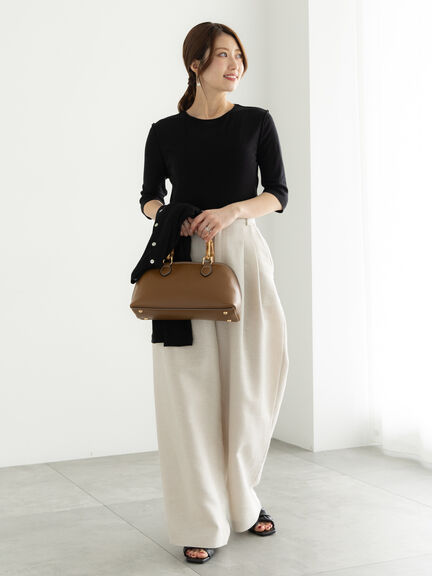 ウールブレンドエアー天竺メロートップス（アンサンブル可）《2025summer catalog item》（オフホワイト/ブラック/Ｓグレー）｜Te chichi（テチチ）通販