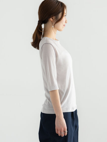 ウールブレンドエアー天竺メロートップス（アンサンブル可）《2025summer catalog item》（オフホワイト/ブラック/Ｓグレー）｜Te chichi（テチチ）通販